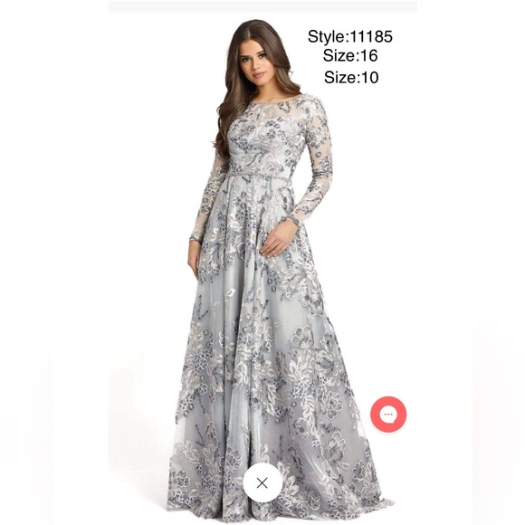 Mac Duggal Dresses & Skirts - Floral embellished illusion sleeve A-line gown